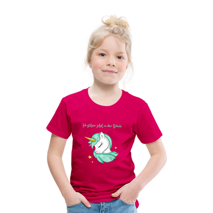 Kinder Premium T-Shirt - Glitzer Einhorn - dunkles Pink