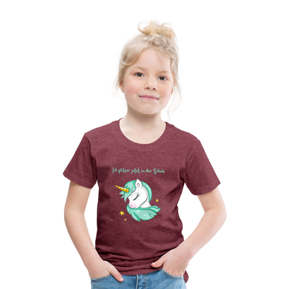 Kinder Premium T-Shirt - Glitzer Einhorn - Bordeauxrot meliert