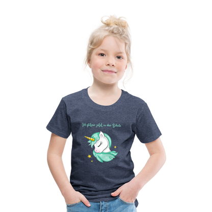 Kinder Premium T-Shirt - Glitzer Einhorn - Blau meliert