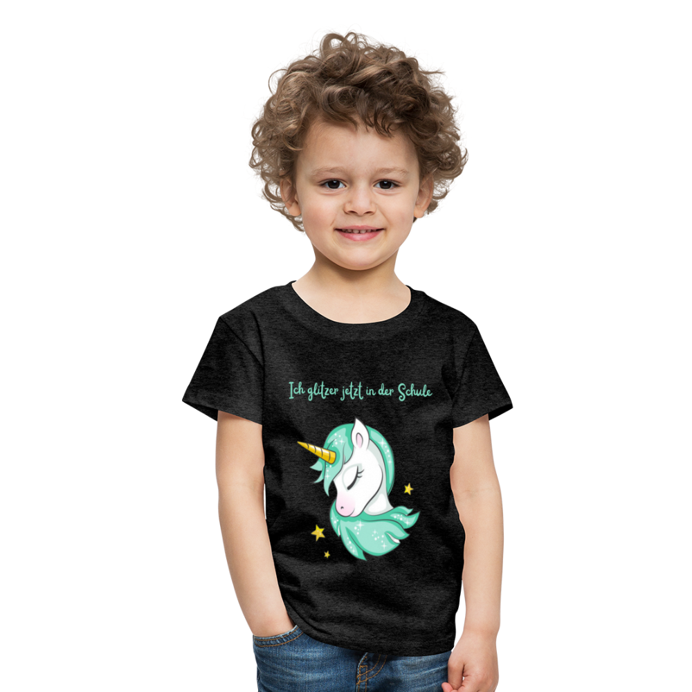 Kinder Premium T-Shirt - Glitzer Einhorn - Anthrazit