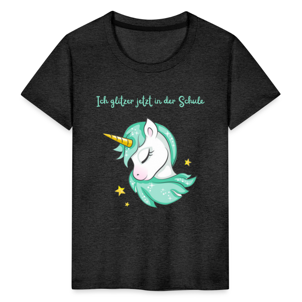 Kinder Premium T-Shirt - Glitzer Einhorn - Anthrazit