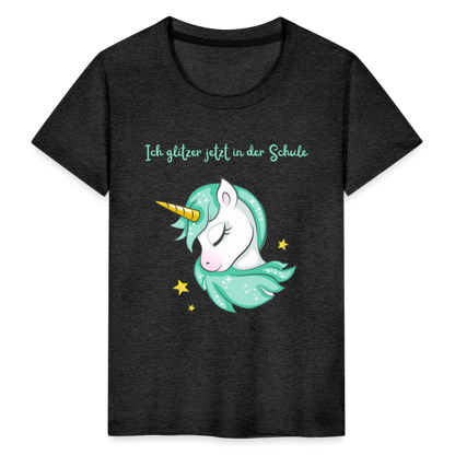 Kinder Premium T-Shirt - Glitzer Einhorn - Anthrazit