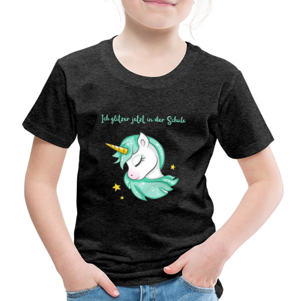 Kinder Premium T-Shirt - Glitzer Einhorn - Anthrazit