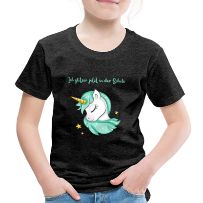 Kinder Premium T-Shirt - Glitzer Einhorn - Anthrazit