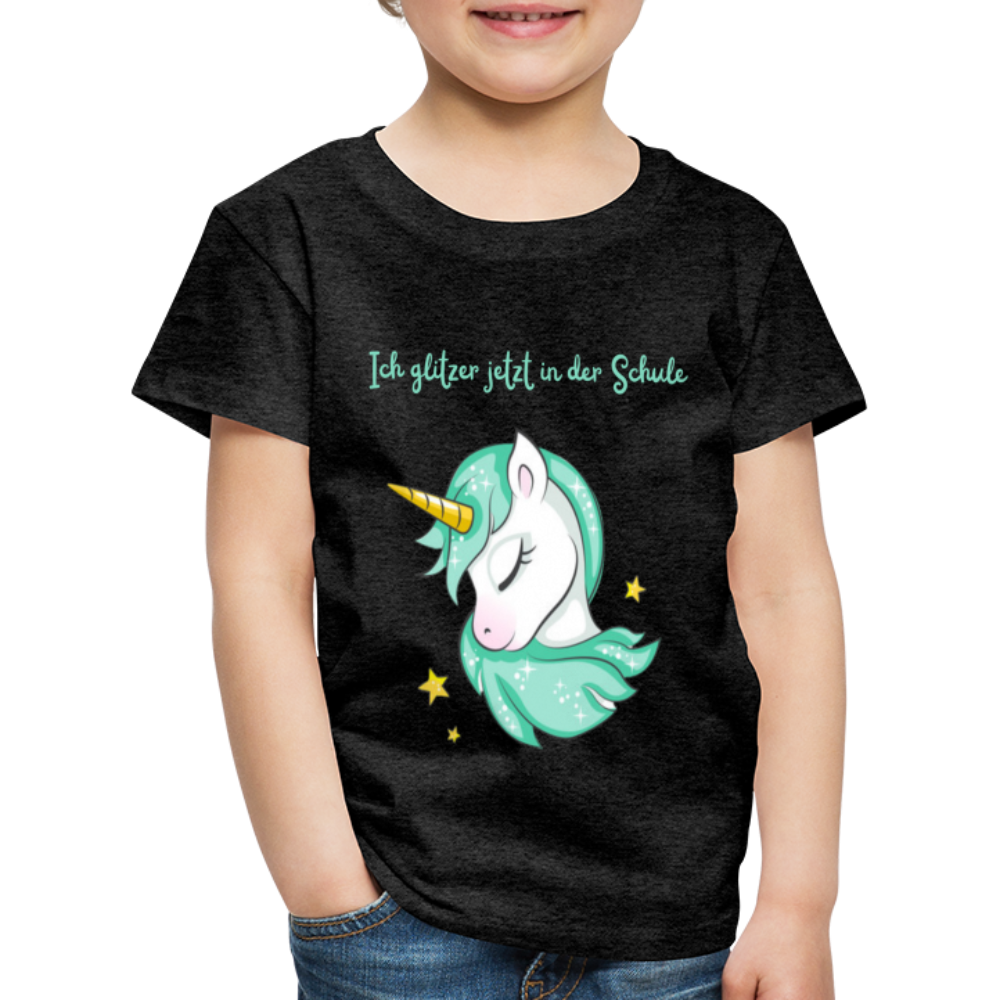 Kinder Premium T-Shirt - Glitzer Einhorn - Anthrazit