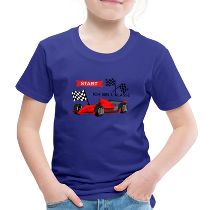 Kinder Premium T-Shirt - Einschulung 2023 Rennauto - Königsblau