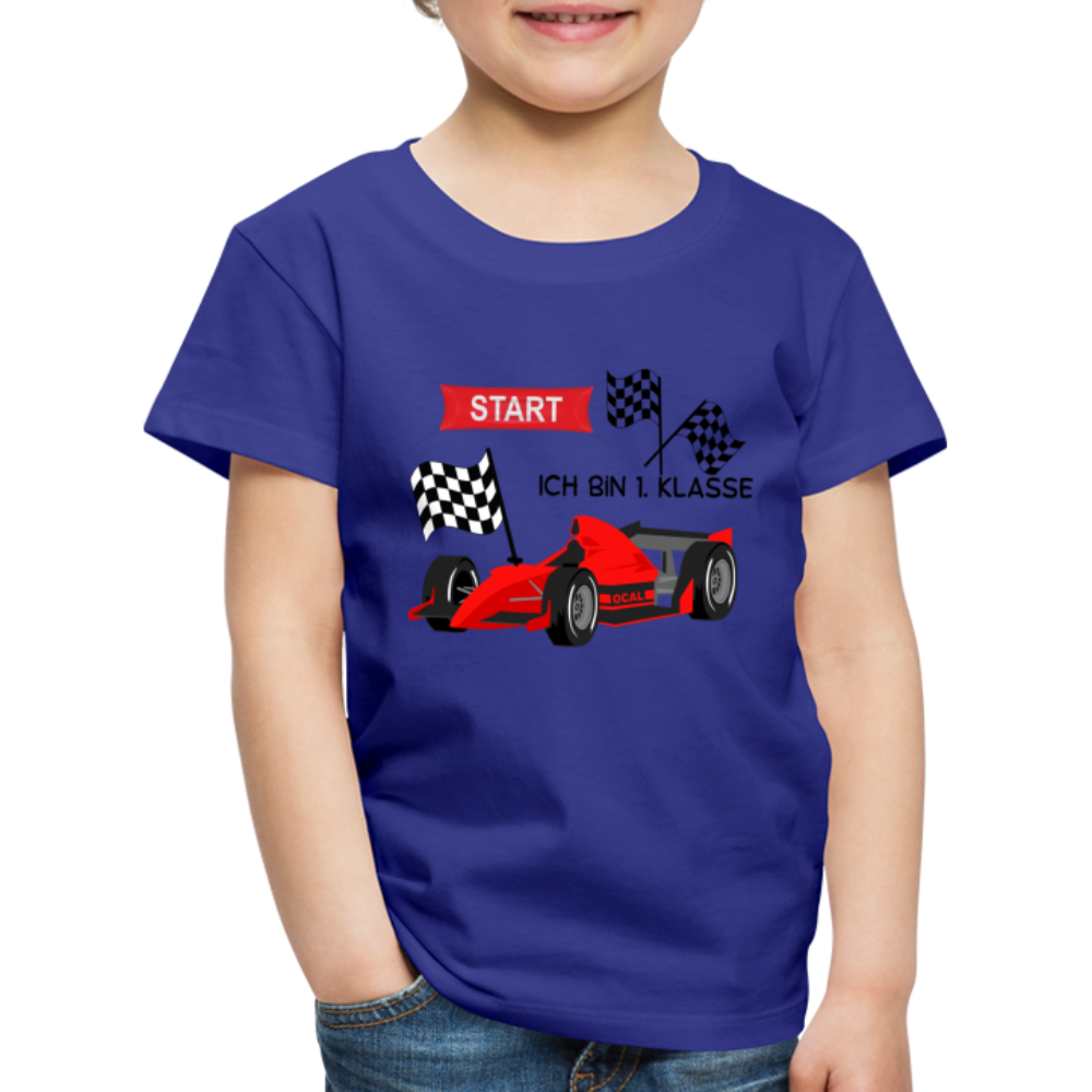 Kinder Premium T-Shirt - Einschulung 2023 Rennauto - Königsblau