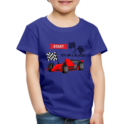 Kinder Premium T-Shirt - Einschulung 2023 Rennauto - Königsblau