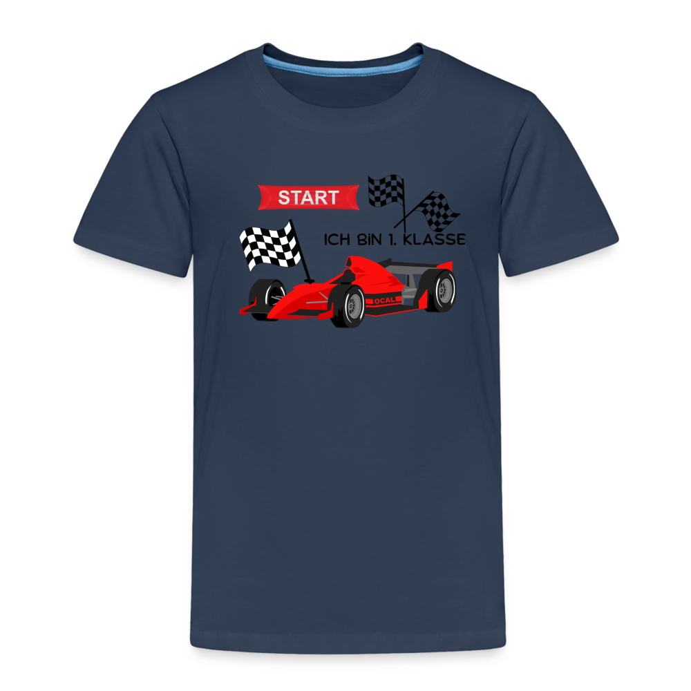 Kinder Premium T-Shirt - Einschulung 2023 Rennauto - Navy