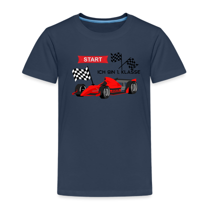 Kinder Premium T-Shirt - Einschulung 2023 Rennauto - Navy