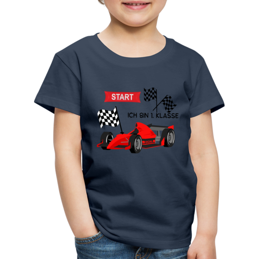 Kinder Premium T-Shirt - Einschulung 2023 Rennauto - Navy