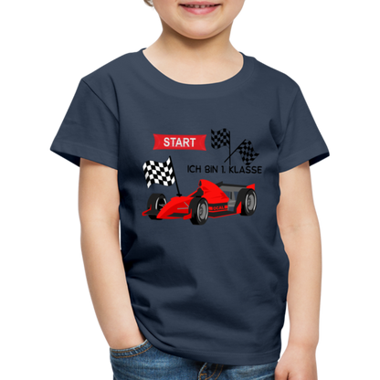 Kinder Premium T-Shirt - Einschulung 2023 Rennauto - Navy