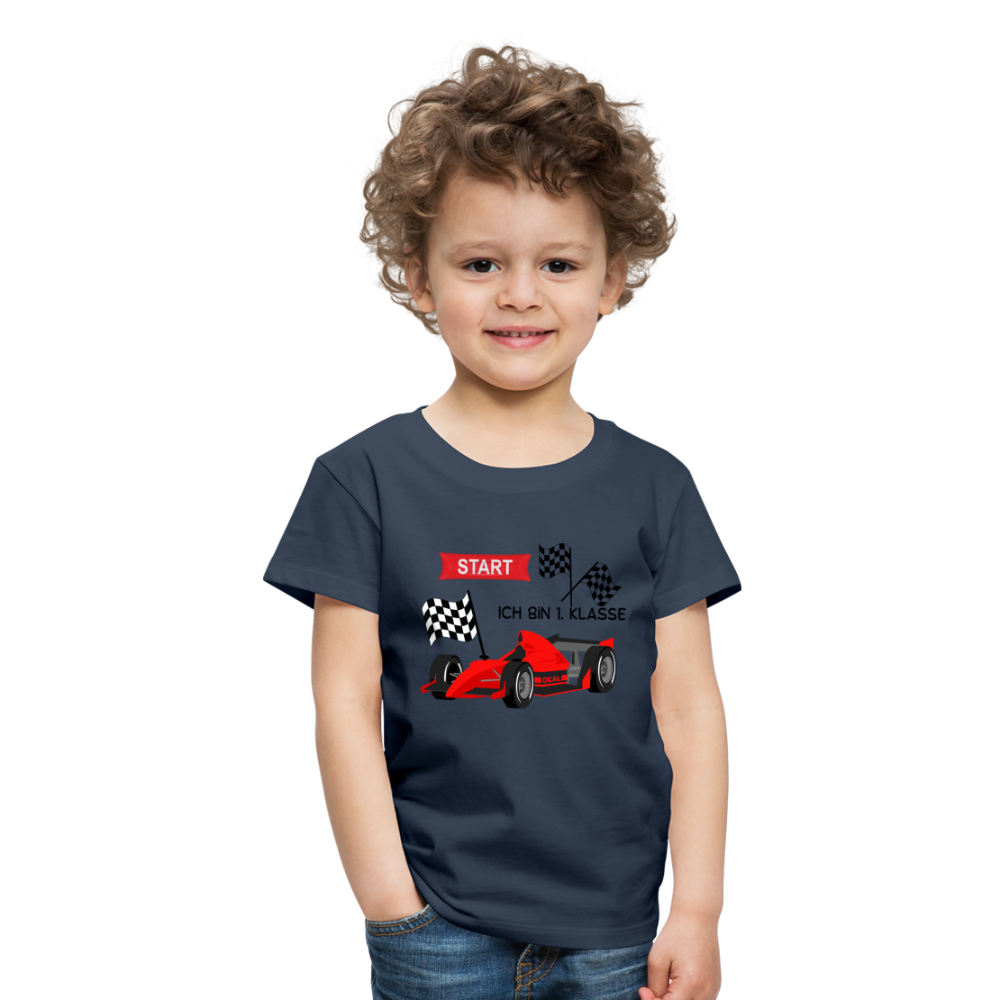 Kinder Premium T-Shirt - Einschulung 2023 Rennauto - Navy