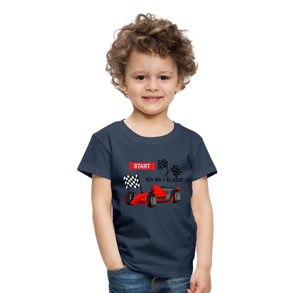 Kinder Premium T-Shirt - Einschulung 2023 Rennauto - Navy