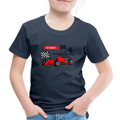 Kinder Premium T-Shirt - Einschulung 2023 Rennauto - Navy