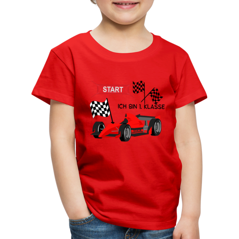 Kinder Premium T-Shirt - Einschulung 2023 Rennauto - Rot