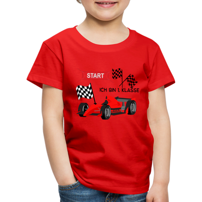 Kinder Premium T-Shirt - Einschulung 2023 Rennauto - Rot