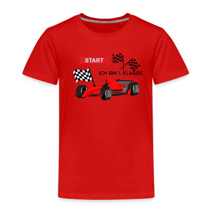 Kinder Premium T-Shirt - Einschulung 2023 Rennauto - Rot