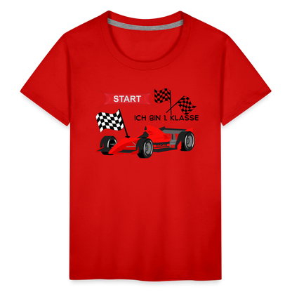 Kinder Premium T-Shirt - Einschulung 2023 Rennauto - Rot