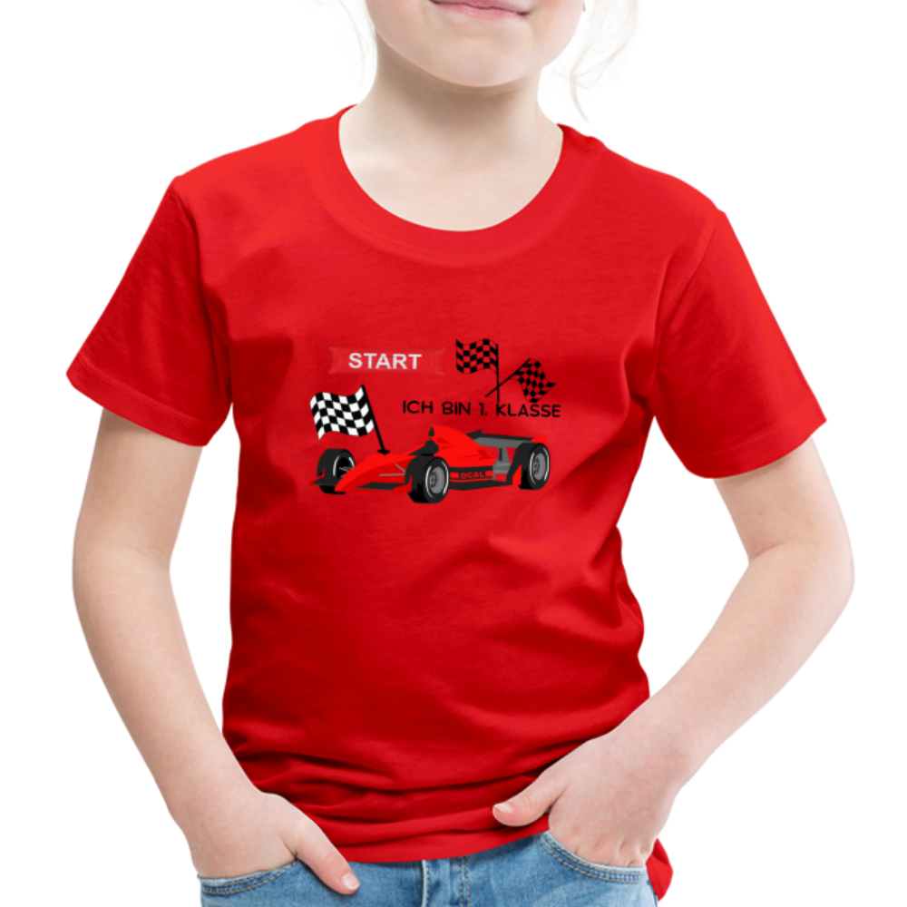 Kinder Premium T-Shirt - Einschulung 2023 Rennauto - Rot