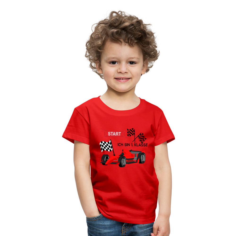 Kinder Premium T-Shirt - Einschulung 2023 Rennauto - Rot