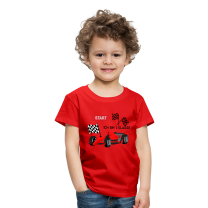 Kinder Premium T-Shirt - Einschulung 2023 Rennauto - Rot