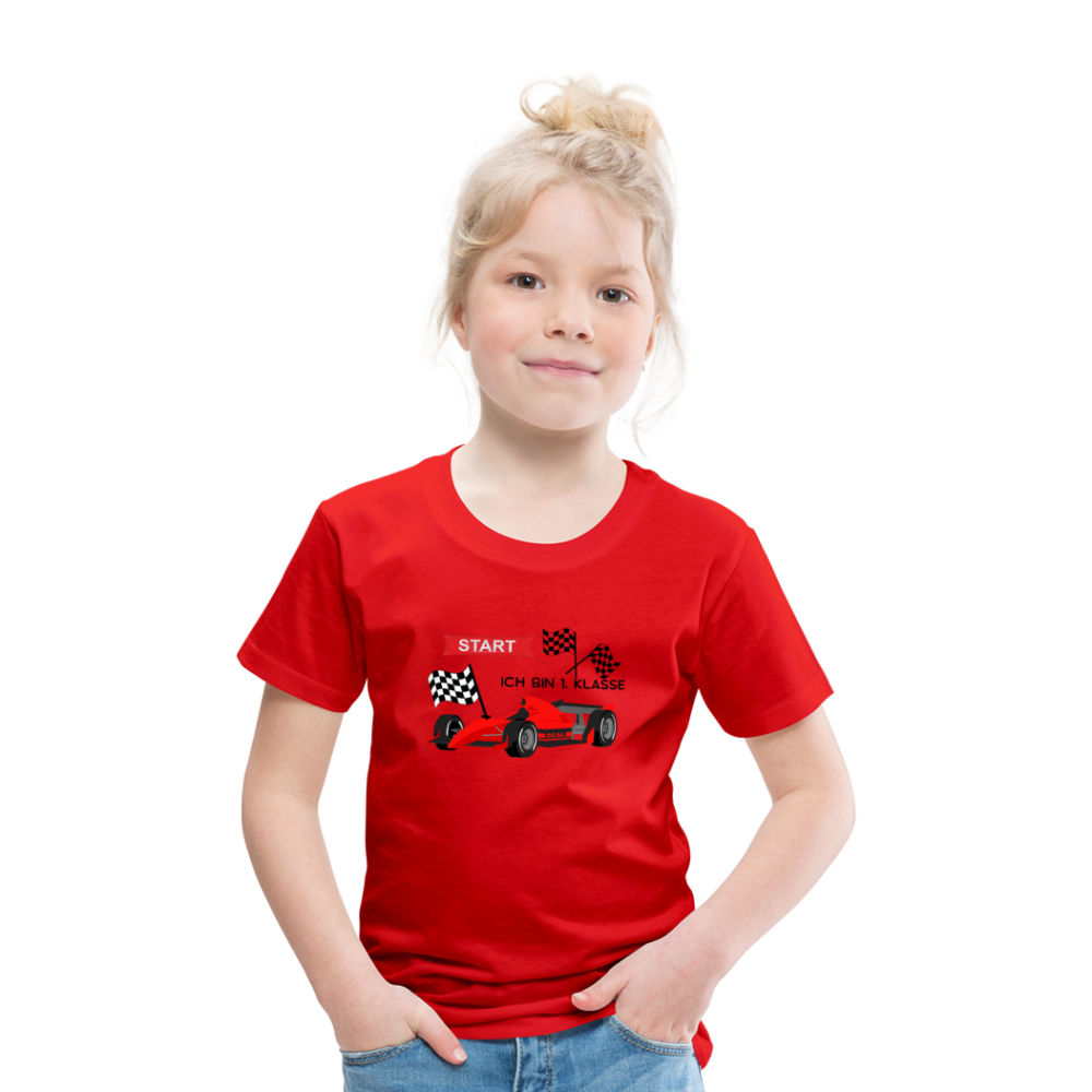 Kinder Premium T-Shirt - Einschulung 2023 Rennauto - Rot