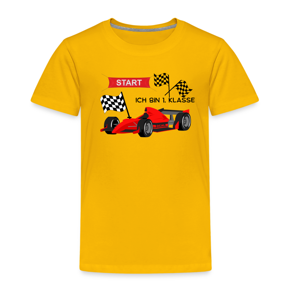 Kinder Premium T-Shirt - Einschulung 2023 Rennauto - Sonnengelb