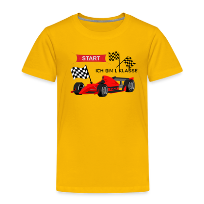 Kinder Premium T-Shirt - Einschulung 2023 Rennauto - Sonnengelb