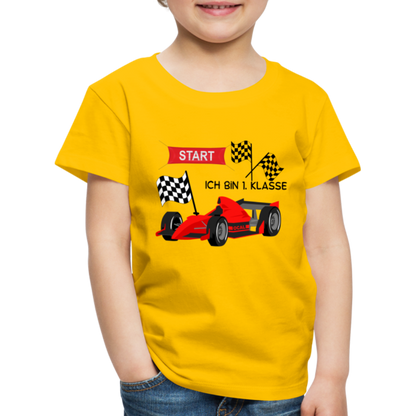 Kinder Premium T-Shirt - Einschulung 2023 Rennauto - Sonnengelb