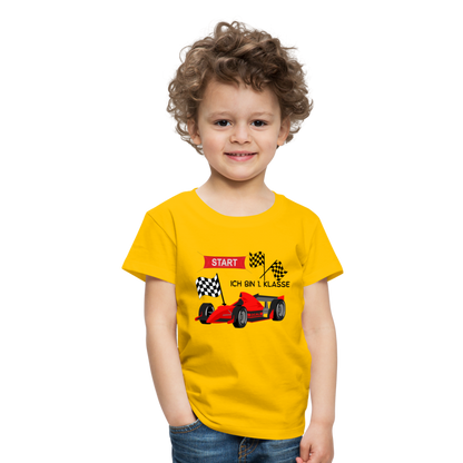 Kinder Premium T-Shirt - Einschulung 2023 Rennauto - Sonnengelb