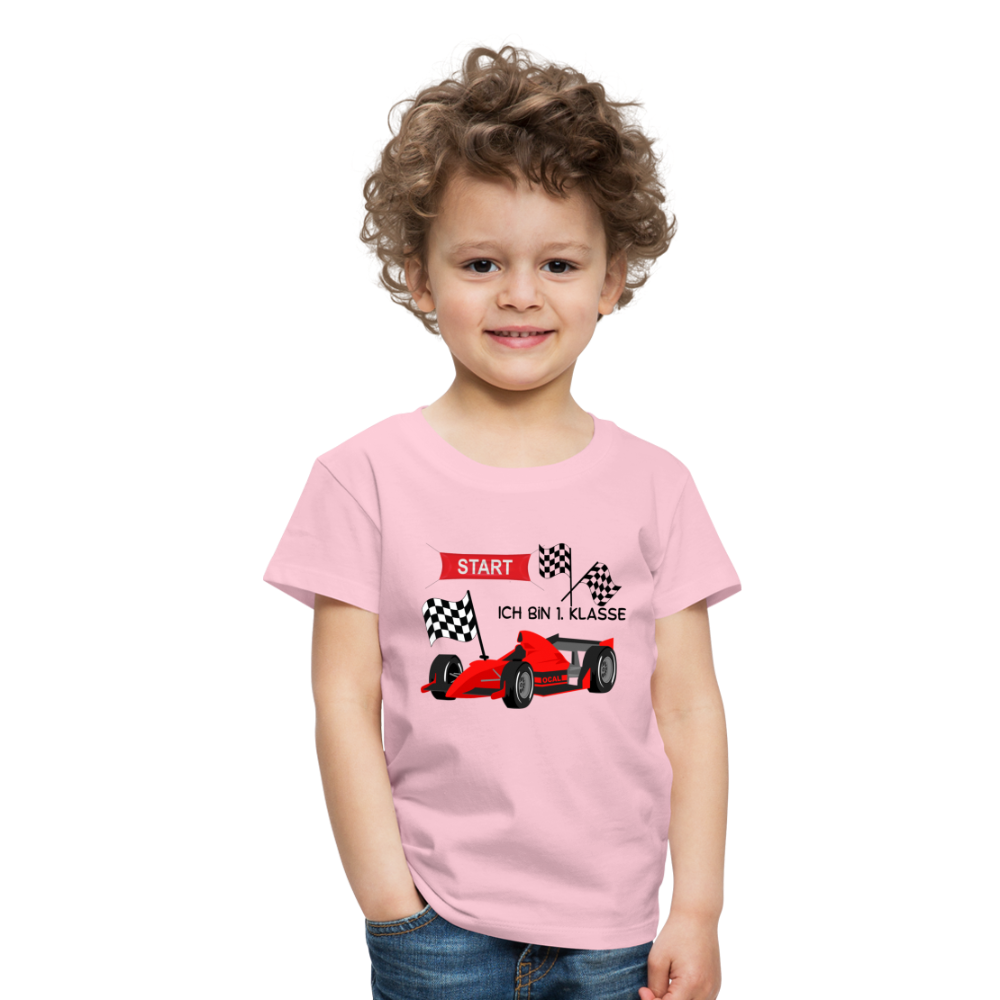 Kinder Premium T-Shirt - Einschulung 2023 Rennauto - Hellrosa