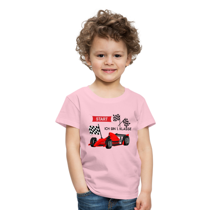 Kinder Premium T-Shirt - Einschulung 2023 Rennauto - Hellrosa