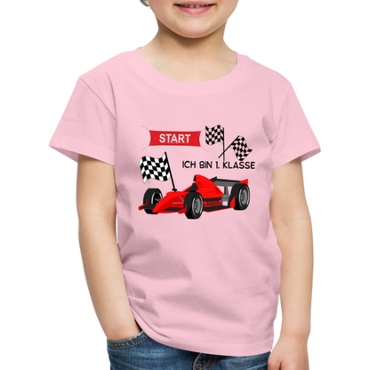 Kinder Premium T-Shirt - Einschulung 2023 Rennauto - Hellrosa