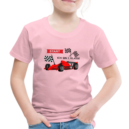 Kinder Premium T-Shirt - Einschulung 2023 Rennauto - Hellrosa