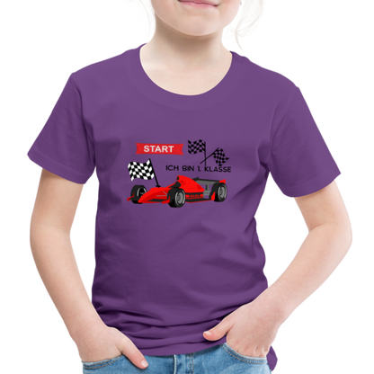 Kinder Premium T-Shirt - Einschulung 2023 Rennauto - Lila