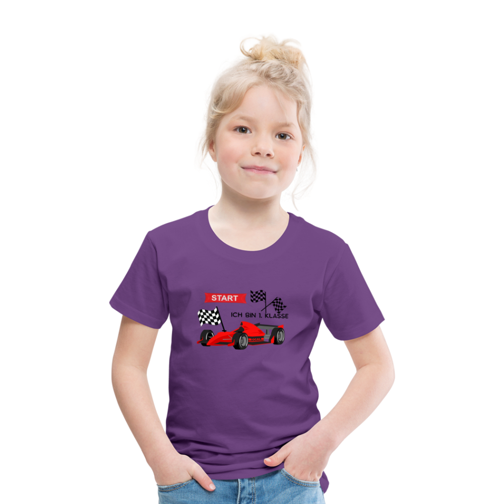 Kinder Premium T-Shirt - Einschulung 2023 Rennauto - Lila