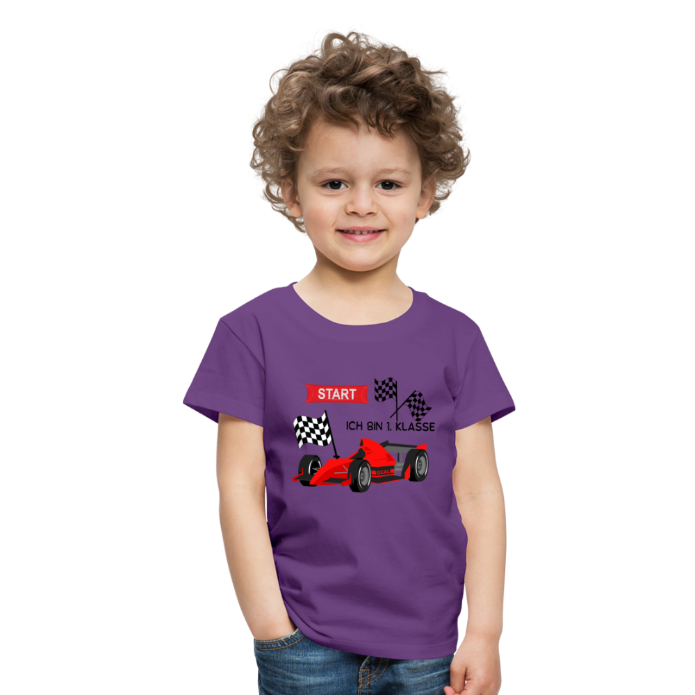 Kinder Premium T-Shirt - Einschulung 2023 Rennauto - Lila