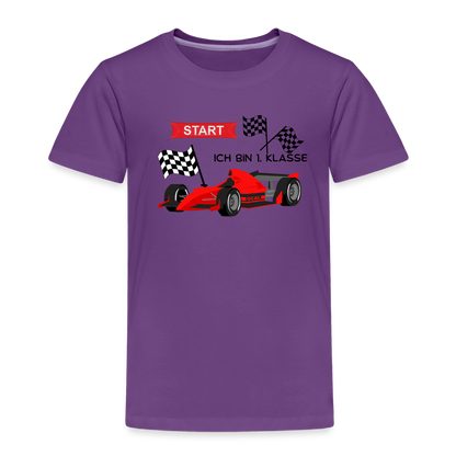 Kinder Premium T-Shirt - Einschulung 2023 Rennauto - Lila