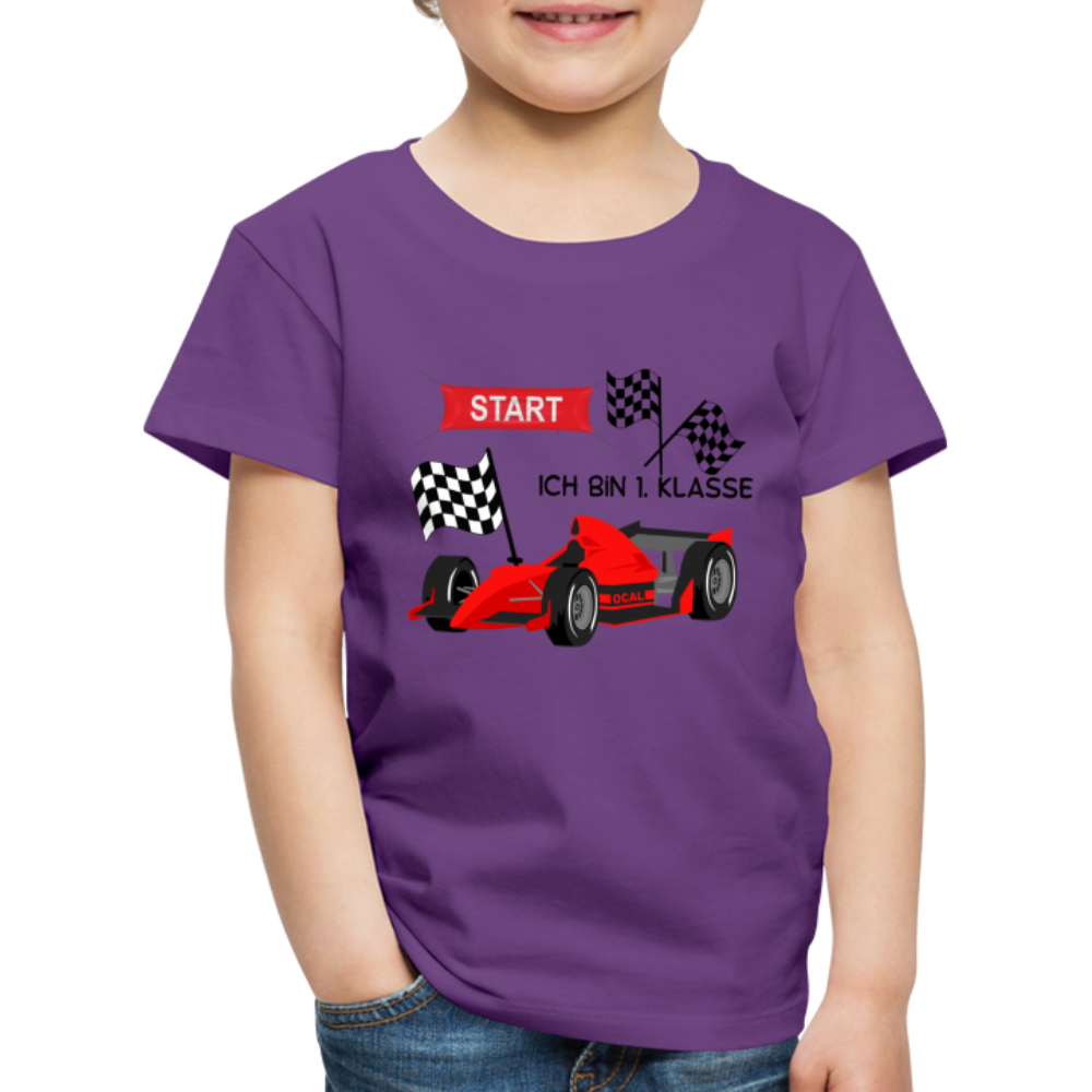 Kinder Premium T-Shirt - Einschulung 2023 Rennauto - Lila