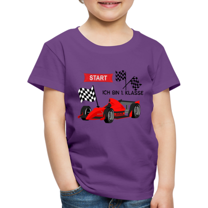 Kinder Premium T-Shirt - Einschulung 2023 Rennauto - Lila