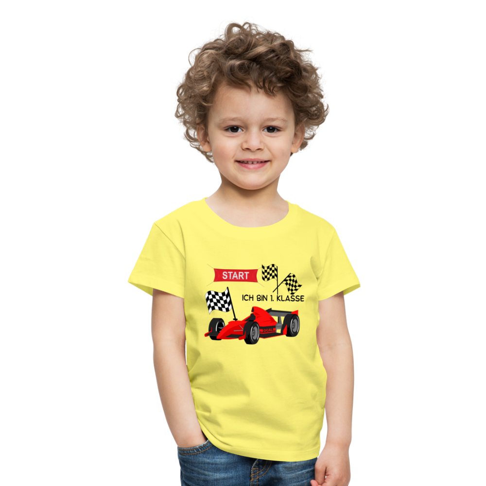 Kinder Premium T-Shirt - Einschulung 2023 Rennauto - Gelb