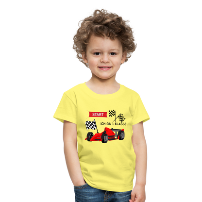 Kinder Premium T-Shirt - Einschulung 2023 Rennauto - Gelb