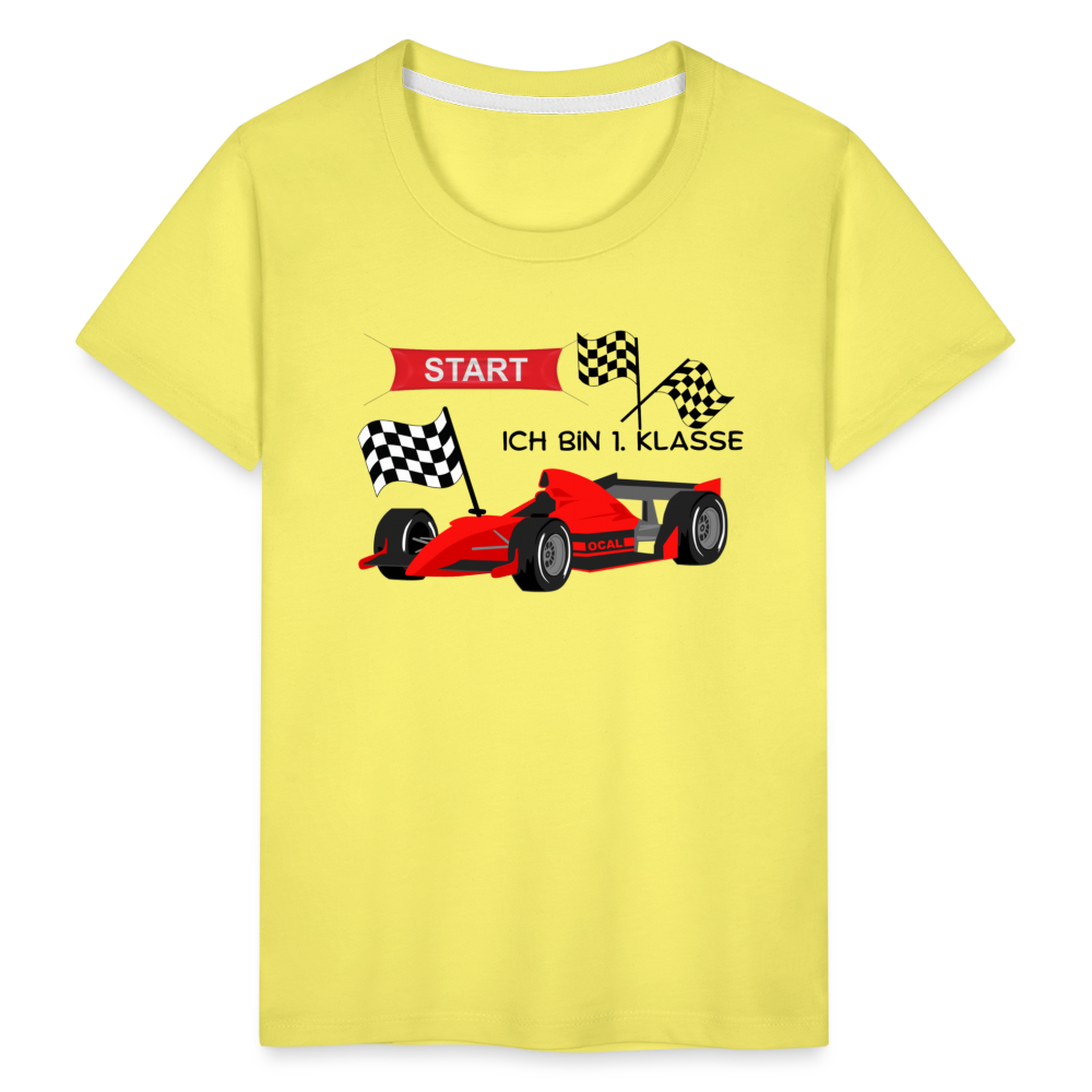 Kinder Premium T-Shirt - Einschulung 2023 Rennauto - Gelb