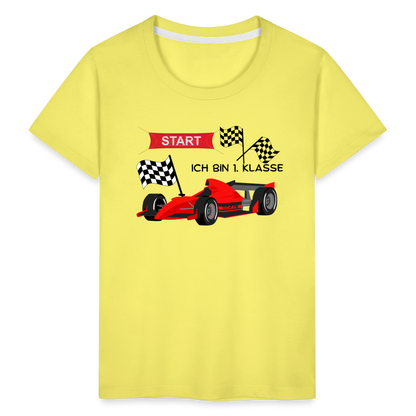 Kinder Premium T-Shirt - Einschulung 2023 Rennauto - Gelb