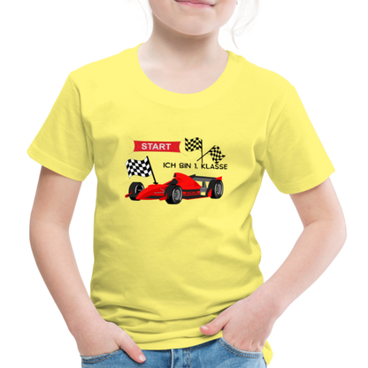 Kinder Premium T-Shirt - Einschulung 2023 Rennauto - Gelb