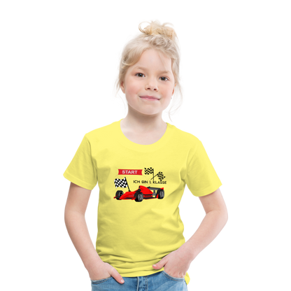 Kinder Premium T-Shirt - Einschulung 2023 Rennauto - Gelb