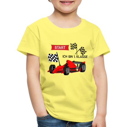 Kinder Premium T-Shirt - Einschulung 2023 Rennauto - Gelb