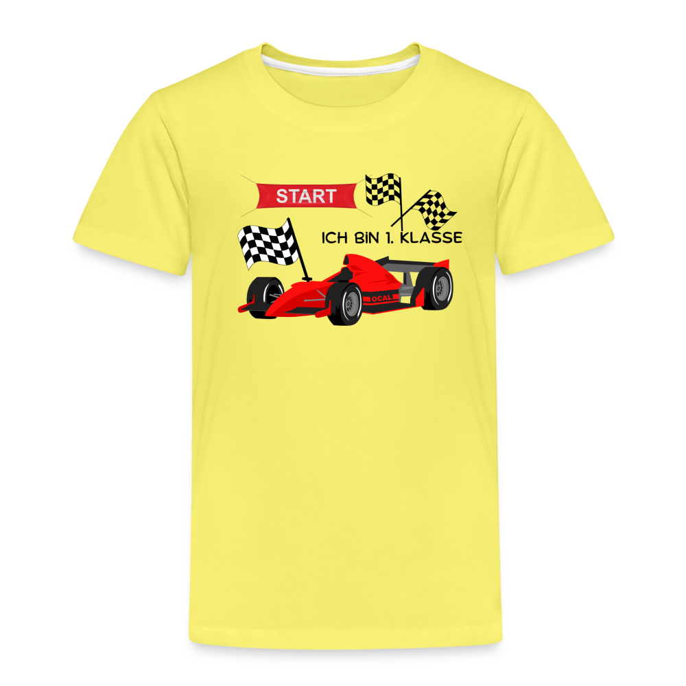 Kinder Premium T-Shirt - Einschulung 2023 Rennauto - Gelb