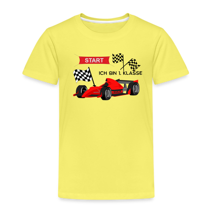 Kinder Premium T-Shirt - Einschulung 2023 Rennauto - Gelb